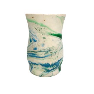 Vintage Authentic Nemadji Pottery Blue Green Swirl Vase