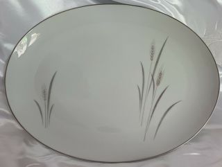 Vintage Platinum Wheat Oval Serving Platter 14.  25 X 10.  75 " Fine China Japan