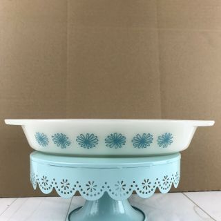 Vtg Rigopal Pyrex Turquoise Daisy Divided Dish Pyrex Made In Argentina Htf