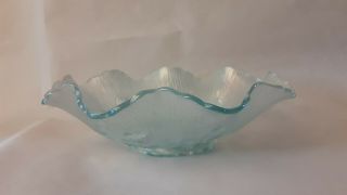 RARE Northwood POPPY SHOW ICE BLUE Carnival Glass RUFFLED BOWL 3