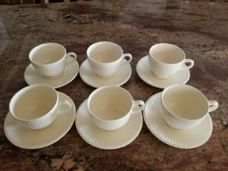 Wedgwood Of Etruria & Barlaston Edme Set Of 6 Ribbed Cups & Saucers