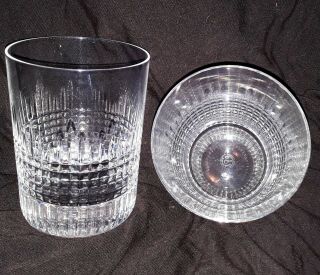 2 Baccarat Crystal Nancy Double Old Fashioned Tumbler Glasses Signed 4 1/8 "