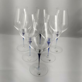 Orrefors Intermezzo Blue Set Of 6 Red Wine Glasses - 24 Cm (q0081)