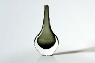 Mid - Century Vintage Dusk Glass Vase By Nils Landberg For Orrefors