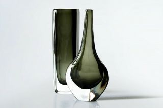 Mid - century Vintage Dusk Glass Vase by Nils Landberg for Orrefors 3