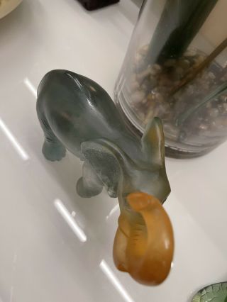DAUM FRANCE Crystal Art Glass Pate de Verre Lucky Elephant Sculpture,  Apr 5 