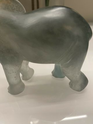DAUM FRANCE Crystal Art Glass Pate de Verre Lucky Elephant Sculpture,  Apr 5 