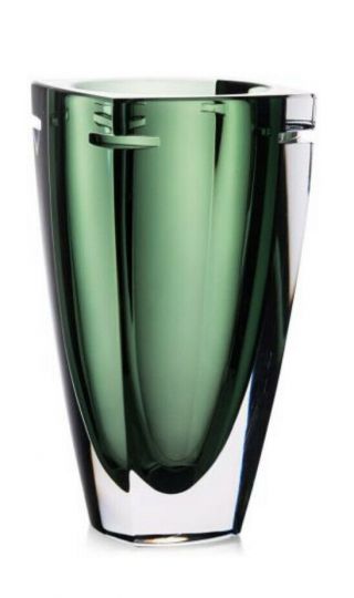 Brand Waterford Crystal Vase Green W Fern Large 10” Retail $350