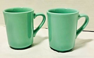 Vintage Homer Laughlin Denver Coffee Mugs In Jade Green Hlc Usa Set Of 2