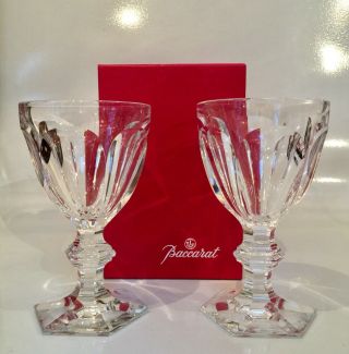 Pair Baccarat Crystal Glasses Harcourt 1841 Red Wine Glass 6” Tall 6 Ounces