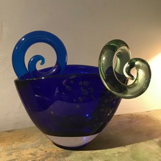 Signed Simone Cenedse Murano - Large Italian Hand Blown Art Glass Bowl - 35/100