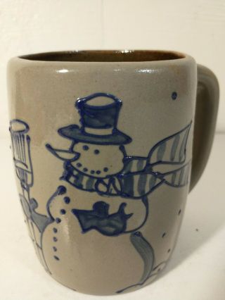 Beaumont Brothers Pottery Bbp Salt Glaze Christmas Holiday Snowman Mug 1996
