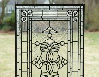 Stunning Handcrafted All Clear stained glass Beveled window panel 20.  5 