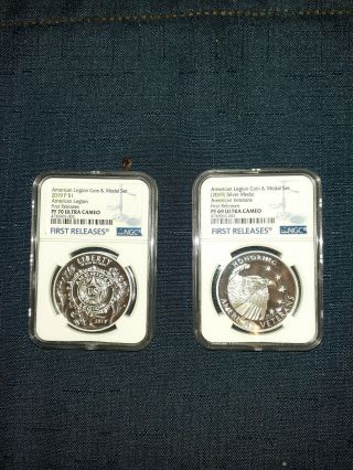 American Legion Coin And Medal Set Ngc Pf.  70 And 69 Cameo