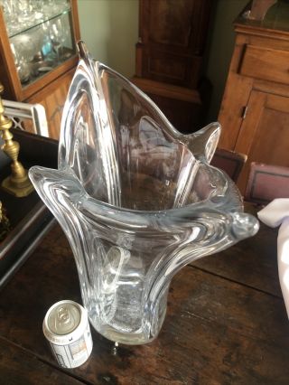 Massive 18” Daum Nancy France Mid Century Modern Crystal Art Glass Vase 2