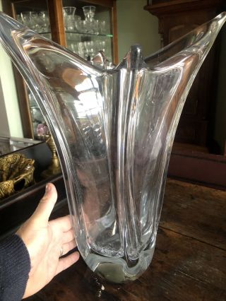 Massive 18” Daum Nancy France Mid Century Modern Crystal Art Glass Vase 3