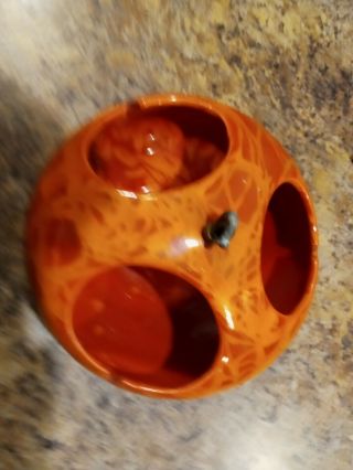 Vintage Pottery Drip Glaze Hanging Ashtray Orange Mcm Usa Ceramic