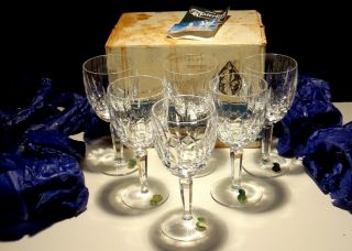 6 Vintage Waterford Crystal Kildare Water Glasses Ireland In Orignal Box