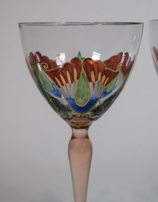 Theresienthal Meyr ' s Neff Art Nouveau Enamel Wine Glasses,  Circa 1920 3
