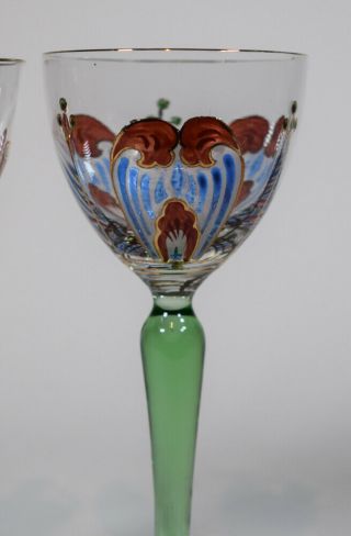 Theresienthal Meyr ' s Neff Art Nouveau Enamel Wine Glasses,  Circa 1920 4