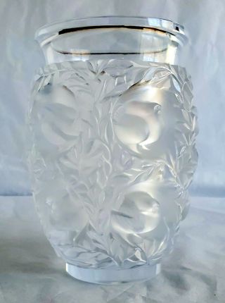 Vntg Lalique France Crystal Bagatelle Vase 7” Frosted Birds 1971 Signed (w56)