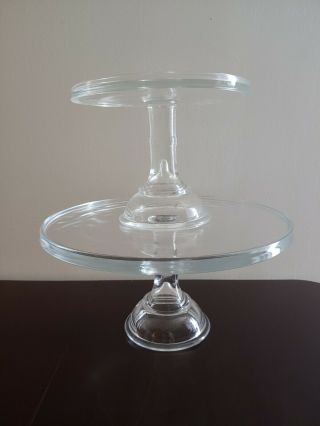 Martha Stewart By Mail Le Smith Clear Glass 12 " & 8 " Stackable Cake Stand Salver
