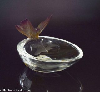 Daum Pate de Verre Butterfly & Clear Crystal Ornamental Ring Dish 6