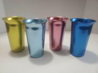 4 Vintage Hal - Sey Fifth Ave L&m 400 Aluminumware 12oz Drinking Cups Tumblers
