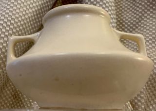 Vtg Art Deco Mid Century Modern Off White Egg Shell Vase Ceramic Usa Pottery 3”