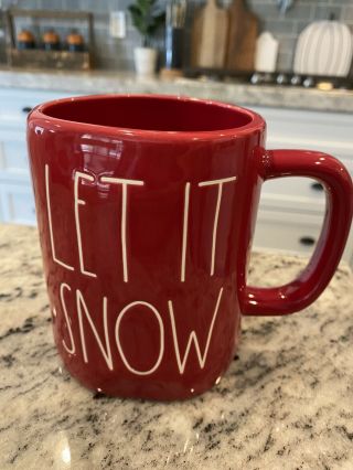 Rae Dunn Magenta Let It Snow Christmas Red Coffee Tea Mug Ll Letter 2020 Htf