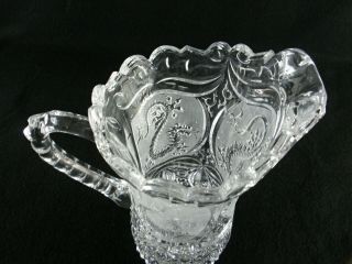 Rare 19th C BACCARAT Crystal Chinoiserie Water Pitcher w/ Dragon Medallions 5