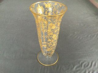 Cambridge 11” Rose Point Gold Encrusted Vase