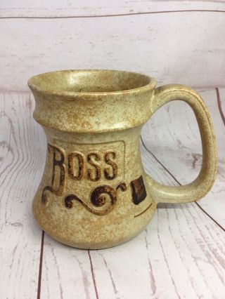 Pottery Craft Boss Coffee Mug Cup Usa Vintage 70s Stoneware Large Handle 16 Oz