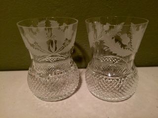 2 Edinburgh Crystal Thistle Old Fashioned Glasses - Hard To Find