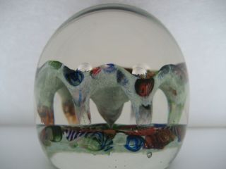 Paul Ysart Scratch Signed Glass Double Layered Harlequin Millefiori Paperweight 3
