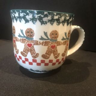 3 Folk Craft Gingerbread Man Christmas Holiday Hot Chocolate Coffee Tea Mugs