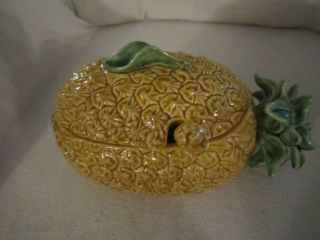 Pineapple Porcelain Serving Dish Lid & Spoon Bordallo Pinheiro Made In Portugal