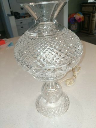Vintage Waterford Crystal Inishmore Alana 2 Pc Electric Hurricane Lamp 14 1/2 "