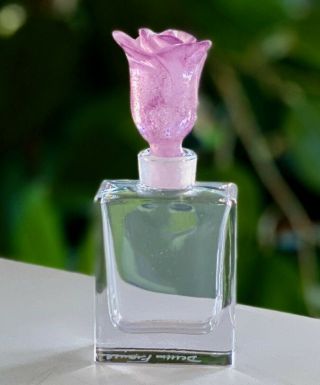 Daum Rose Perfume Bottle 3923/c 4.  3 " Tall Signed Pate De Verre