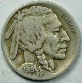 1919 D 5c Indian Head Buffalo Nickel Coin Vf Very Fine/extra Fine Vf/xf