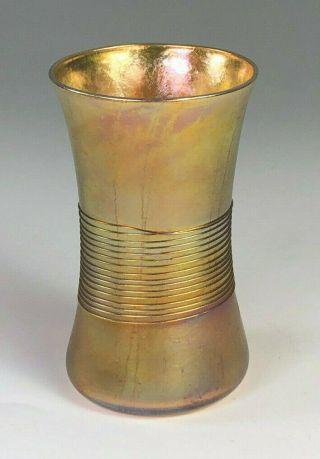 Lovely Louis Comfort Tiffany Threaded Gold Favrile Vase