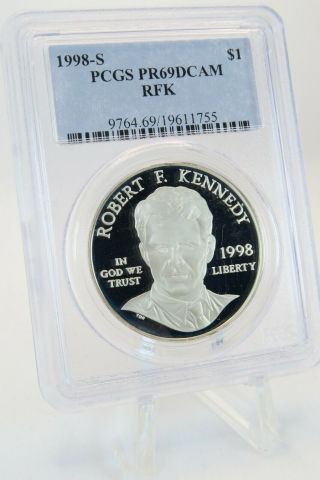 1998 - S Pcgs Pr69dcam Robert F Kennedy Rfk $1 Modern Commemorative Silver Proof