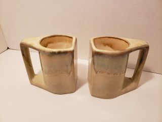 2 Bookend Padilla Studio Pottery Stoneware Drip Glaze Mugs