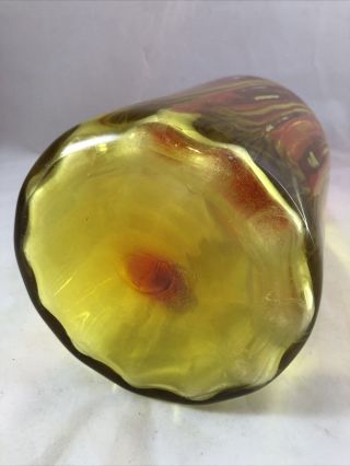 Blenko Swirl Tangerine Amberina Art Glass Decanter w/ Stopper Vintage 6