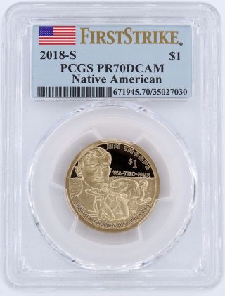 2018 - S Proof Native American / Sacagawea Dollar Pcgs Pr70dcam 027030