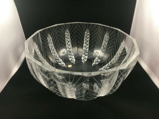 Vintage Lalique France Crystal Art Glass Bowl Ceres Wheat Design