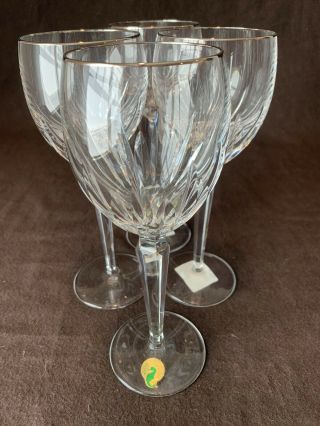 Waterford Crystal Wynnewood Platinum Water Goblet Glasses 8 1/2 " H Set Of 4