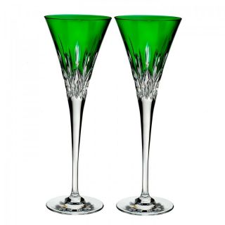 Waterford Lismore Pops Emerald Toasting Flute Pair 40019533
