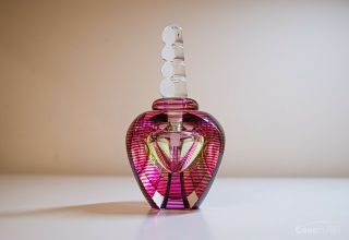 Marvelous Michael David & Kit Karbler Vibrant Abstract Art Glass Perfume Bottle