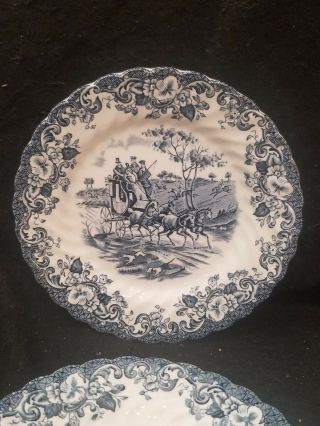 5 Johnson Brothers Coaching Scenes Blue And White Bread & Butter Plates